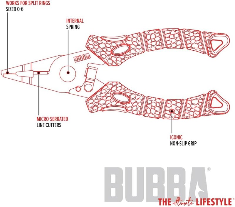 Bubba 6" Split Ring Pliers with Micro Serrated Line Cutters and Stainless Steel Construction, Precise Tip and Non-Slip Grip - Image 3